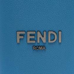 Pre Owned Fendi Blue Leather Logo Passport Holder