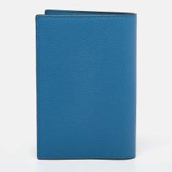 Pre Owned Fendi Blue Leather Logo Passport Holder