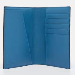 Pre Owned Fendi Blue Leather Logo Passport Holder