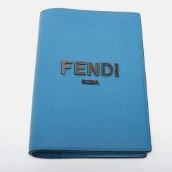 Pre Owned Fendi Blue Leather Logo Passport Holder