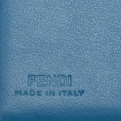 Pre Owned Fendi Blue Leather Logo Passport Holder