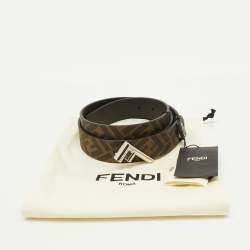 Fendi Brown Zucca Canvas Logo Buckle Belt 100 CM