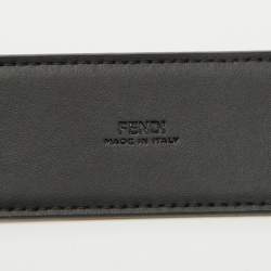 Fendi Black Leather and Zucca Canvas Buckle Belt 95 CM
