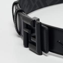 Fendi Black Zucca Coated Canvas and Leather FF Reversible Buckle Belt