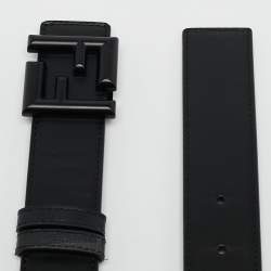 Fendi Black Zucca Coated Canvas and Leather FF Reversible Buckle Belt