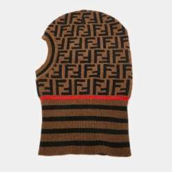 Fendi Brown Zucca Wool Knit Balaclava One Size 