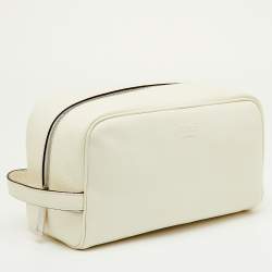 Pre Owned Fendi White Leather Travel Toiletry Case