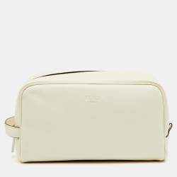 Pre Owned Fendi White Leather Travel Toiletry Case