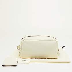 Pre Owned Fendi White Leather Travel Toiletry Case
