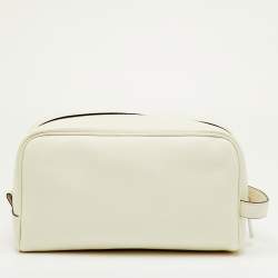 Pre Owned Fendi White Leather Travel Toiletry Case