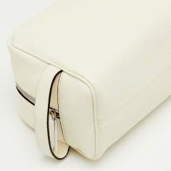 Pre Owned Fendi White Leather Travel Toiletry Case