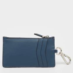 Fendi Blue Zucca Embossed Leather Coin Purse