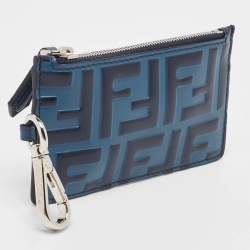 Fendi Blue Zucca Embossed Leather Coin Purse