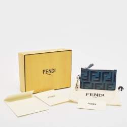 Fendi Blue Zucca Embossed Leather Coin Purse