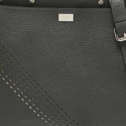 Pre Owned Fendi Grey Leather Large Peekaboo Iconic Essential Briefcase
