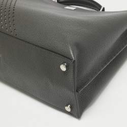 Pre Owned Fendi Grey Leather Large Peekaboo Iconic Essential Briefcase