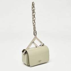 Fendi Avocado Green Leather Nano F Chain Pouch