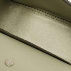 Fendi Avocado Green Leather Nano F Chain Pouch
