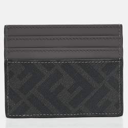 مملوكة مسبقًا Fendi Grey Zucca Coated Canvas and Leather Diagonal Card Holder