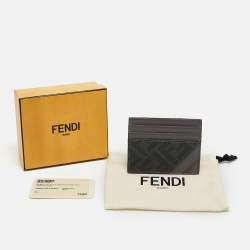 مملوكة مسبقًا Fendi Grey Zucca Coated Canvas and Leather Diagonal Card Holder