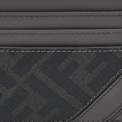 مملوكة مسبقًا Fendi Grey Zucca Coated Canvas and Leather Diagonal Card Holder
