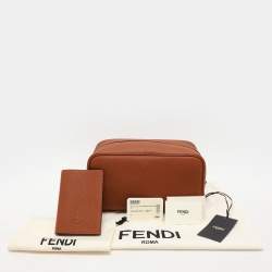 Fendi Brown Leather Travel Kit Pouch