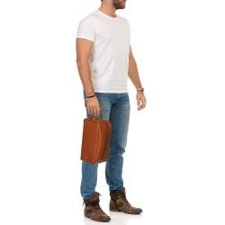 Fendi Brown Leather Travel Kit Pouch