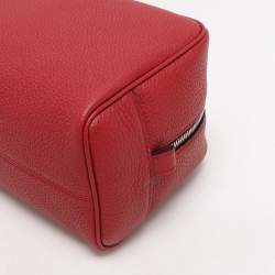 Fendi Red Leather Travel Kit Pouch With Passport Holder
