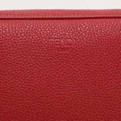 Fendi Red Leather Travel Kit Pouch With Passport Holder