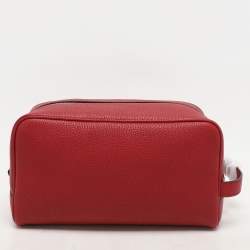 Fendi Red Leather Travel Kit Pouch With Passport Holder