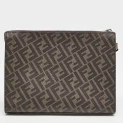 Fendi Tricolor FF Coated Canvas and Leather Diagonal Flat Pouch