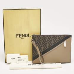 Fendi Tricolor FF Coated Canvas and Leather Diagonal Flat Pouch