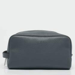 Fendi Grey Leather Travel Kit Pouch with Passport Holder