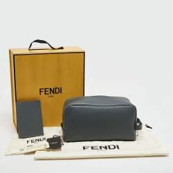 Fendi Grey Leather Travel Kit Pouch with Passport Holder