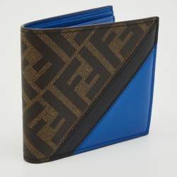 Fendi Tobacco/Blue Zucca and Leather Bifold Wallet