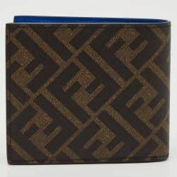 Fendi Tobacco/Blue Zucca and Leather Bifold Wallet