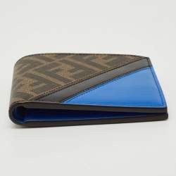 Fendi Tobacco/Blue Zucca and Leather Bifold Wallet