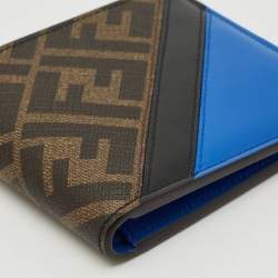 Fendi Tobacco/Blue Zucca and Leather Bifold Wallet