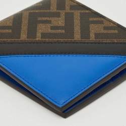 Fendi Tobacco/Blue Zucca and Leather Bifold Wallet