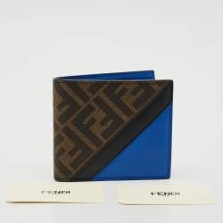 Fendi Tobacco/Blue Zucca and Leather Bifold Wallet