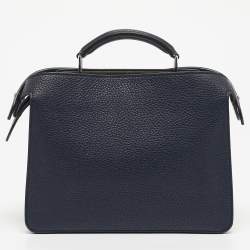 Pre Owned Fendi Navy Blue Leather Mini Peekaboo ISeeU Top Handle Bag