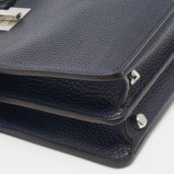 Pre Owned Fendi Navy Blue Leather Mini Peekaboo ISeeU Top Handle Bag