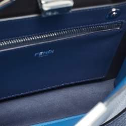 Pre Owned Fendi Navy Blue Leather Mini Peekaboo ISeeU Top Handle Bag