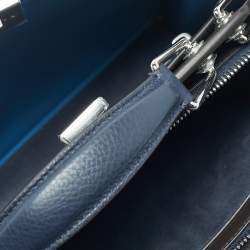 Pre Owned Fendi Navy Blue Leather Mini Peekaboo ISeeU Top Handle Bag