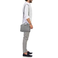 Pre Owned Fendi Grey Selleria Leather Mini Peekaboo ISeeU Top Handle Bag