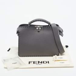 Pre Owned Fendi Grey Selleria Leather Mini Peekaboo ISeeU Top Handle Bag