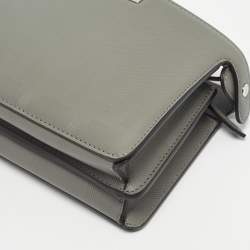 Pre Owned Fendi Grey Zucca Embossed Leather Peekaboo Iseeu X-Cross Bag