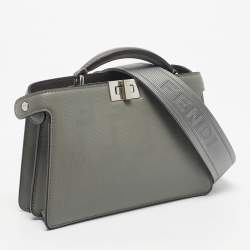 Pre Owned Fendi Grey Zucca Embossed Leather Peekaboo Iseeu X-Cross Bag