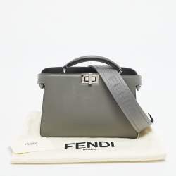Pre Owned Fendi Grey Zucca Embossed Leather Peekaboo Iseeu X-Cross Bag