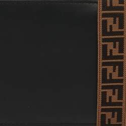 مملوكة مسبقًا Fendi Zucca Strap Black Leather Bifold Wallet